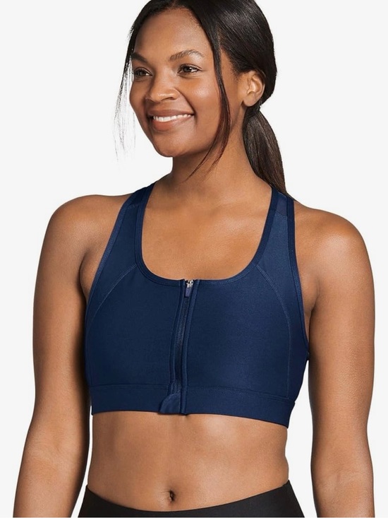Jockey Other - Jockey High Impact Sports Bra w/Mesh Back, Zip Front in Navy